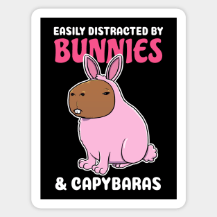 Easily Distracted by Bunnies and Capybaras Cartoon Sticker